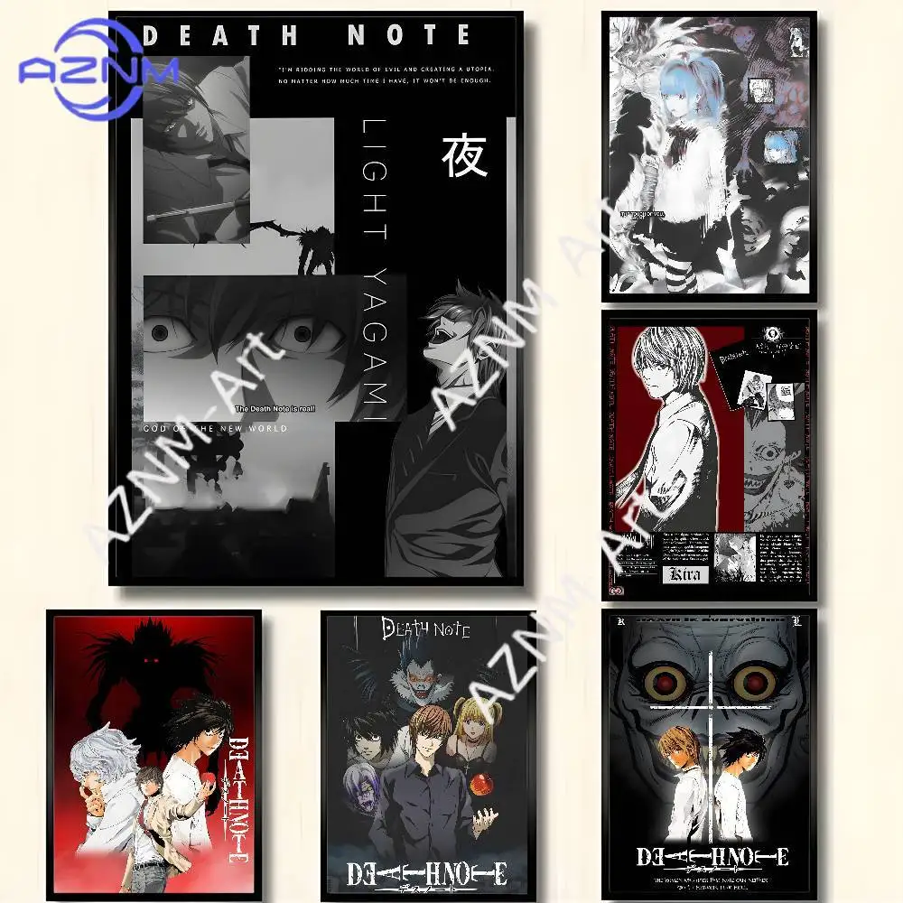 Anime NEW D-Death Note Poster, wasserfester HD-Kunst-Wandaufkleber, selbstklebender Druck. Ästhetische Raumdekoration für Wohnzimmer und Schlafzimmer