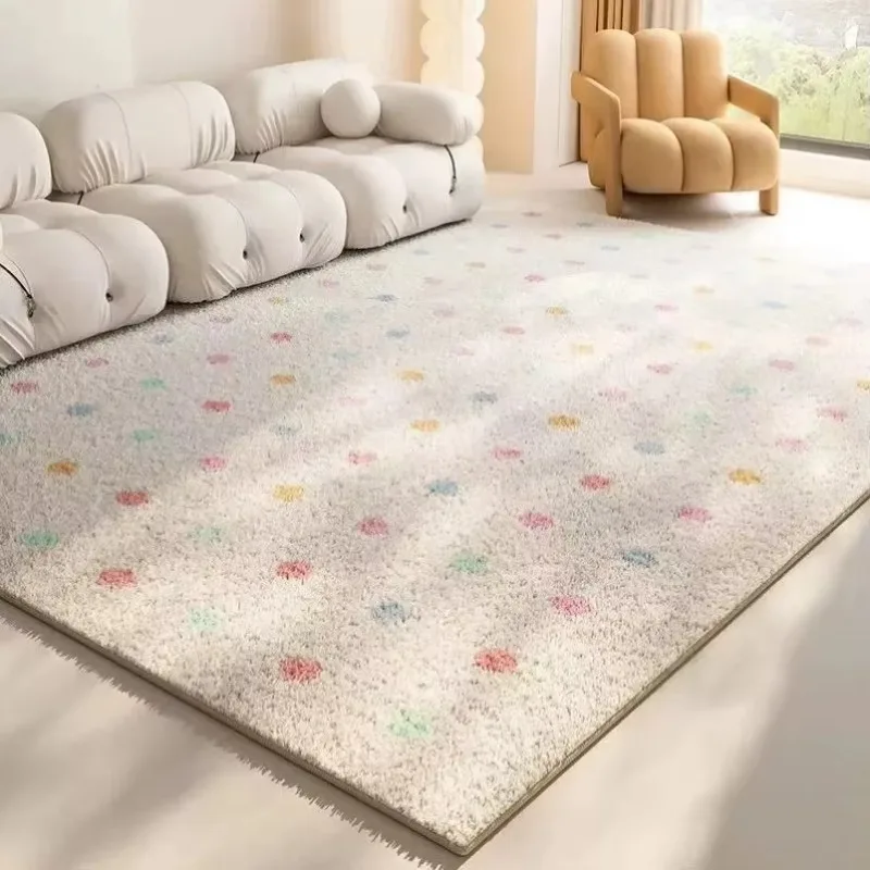 Thick Soft Faux Cashmere Area Rug, Cream Style Floor Mat for Living Room Bedroom Coffee Table