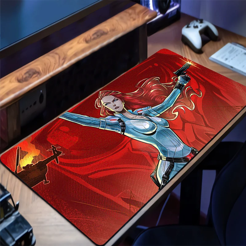 M-marvel Black W-widow Mouse Pad Gaming New Mousepad MousePads Table Keyboard Pad Non-Slip Soft Computer Fashion Desk Mat