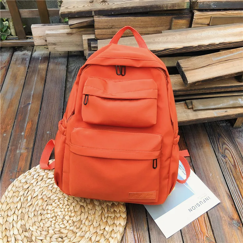 2024New Korean Large-capacity Outdoor Backpack Boys and Girls Solid Color School Bag Female Wear Oxford Cloth Student Backpack