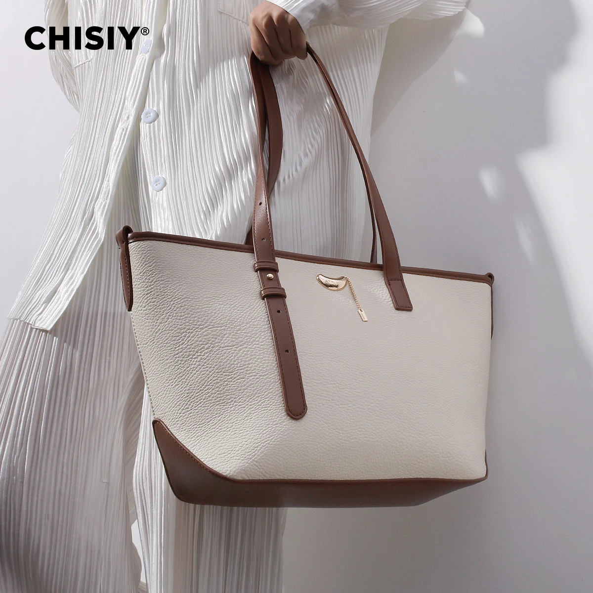 1 pc CHISIY Original Handmade Tote Bag,Shoulder Bag,Clutch,Spring, Summer Beige Bag,White Bag,Chic Affordable Functional