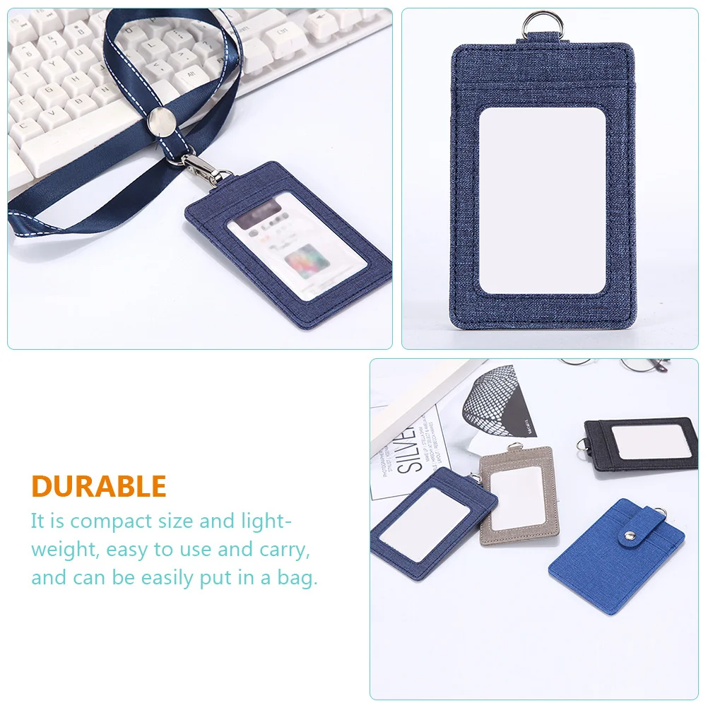 

2Pcs Id Card Holder Multi-Functional PU Badge Cover Work Cards Student Entrance Cards Holder Compact Lightweight