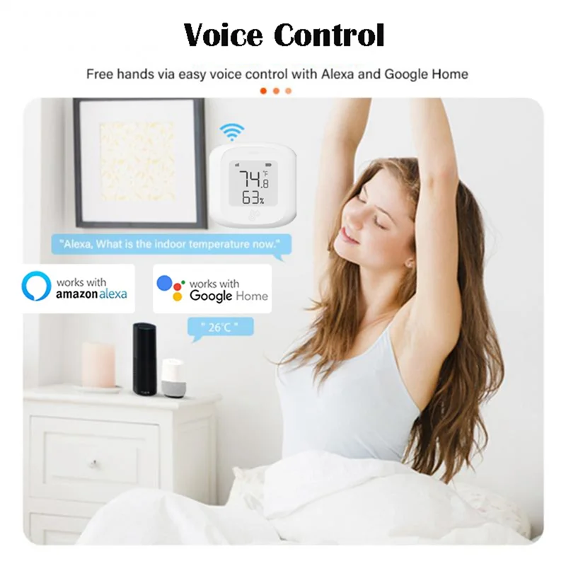

AA14 Новый умный Wi-Fi датчик температуры и влажности Tuya с ЖК-дисплеем для Alexa Google Home