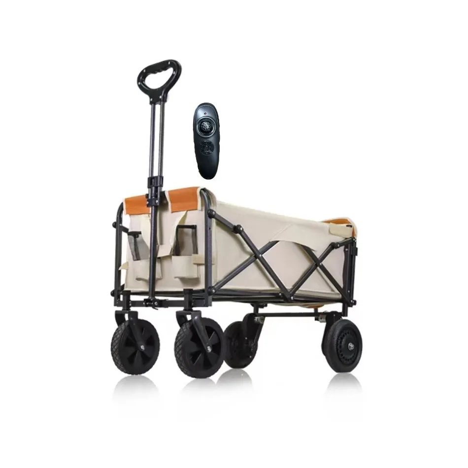 

New Electric Foldable Cart Camping Wagon Cart Heavy Duty Collapsible Folding Beach Utility Cart Trolley Electric Folding Wagon