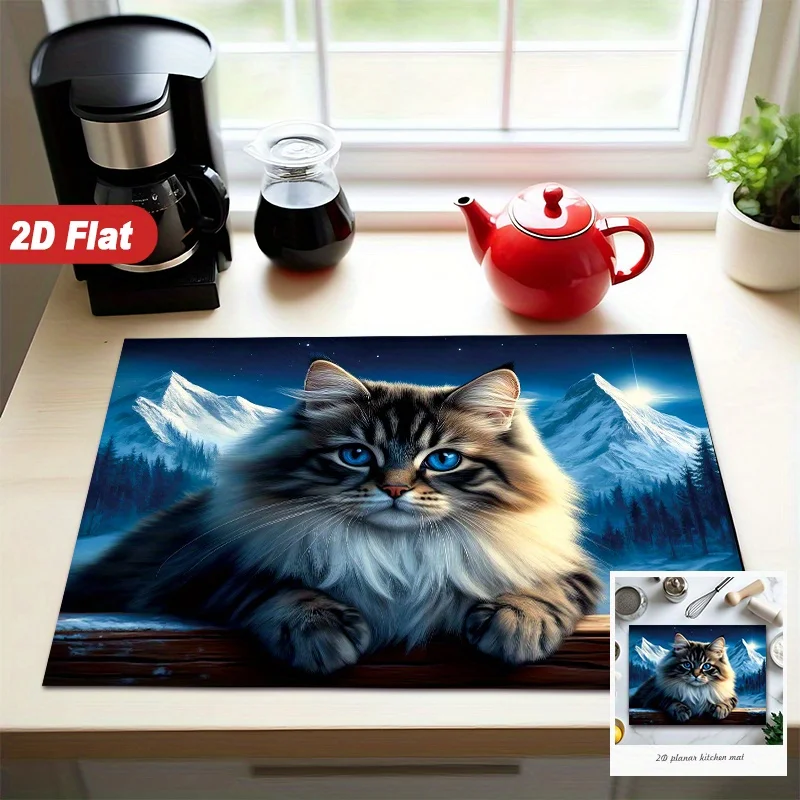 Dreamy Maine Coon Cat Mountain Stove Top Cover, Non-Slip Stove Protector Mat, Decorative Gas Cooktop Pad, Elegant Kitchen Decor
