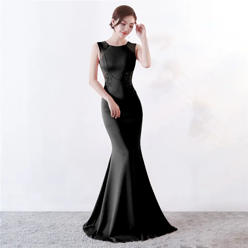 Evening Dress Pink Jersey Sexy O-neck Sleeveless Mermaid Trumpet Floor Length Plus size Customizied Women Party Formal Gown