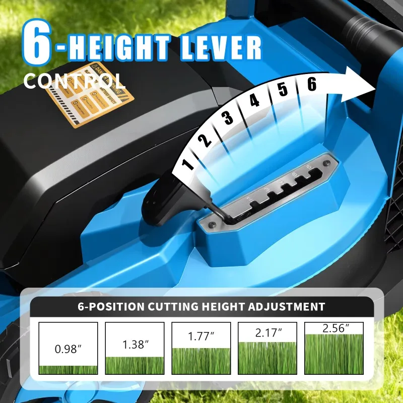 40V Cordless Brushless Lawn Mower – 17 Inch 2-in-1 Push Mower, 6-Level Height Adjustment, Dual 4.0Ah Batteries