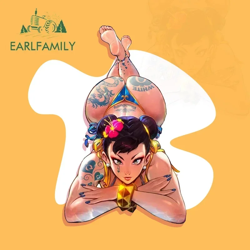 EARLFAMILY 13cm x 7.9cm Cyber Chun Li Hentai Car Stickers Waifu Tattoos Butt Bikini NSFW Fighter Decal Female Accessories