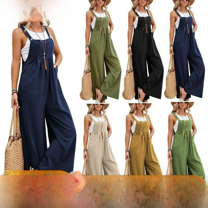 Pantaloni casual a gamba larga a vita alta Pantaloni con bretelle da donna Formiche Sle Primavera 2025 Pantaloni lunghi da pendolarismo in poliestere