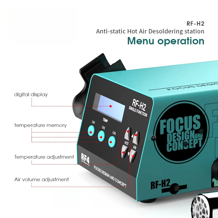 Automatic Sleep SMD RF-H2 BGA 1000W Digital Hot Air Soldering Rework Station for Phone SMT Repair Soldering Welding Tool