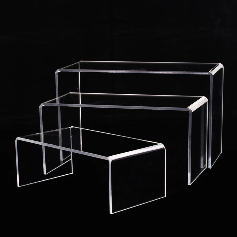 

3 PCS Shoe Rack Display Acrylic Storage for Risers Shelf Showcase Shelves Stand