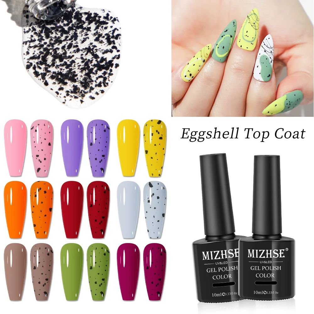 

MIZHSE 10ml Eggshell Glitter Gel Nail Polish Top Coat Semi-permanent UV Gel Quail Egg Effect Varnish Hybrid For Nails Art Design