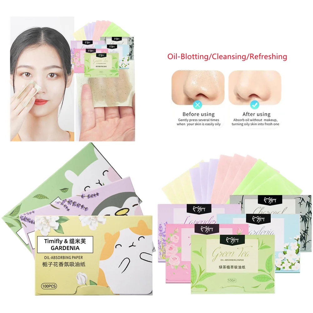 Oil-Blotting/Cleansing/Refreshing Facial Oil Blotting Papers Natural Plants Fragrance Instantly Controls Shine Beauty Skin Tool
