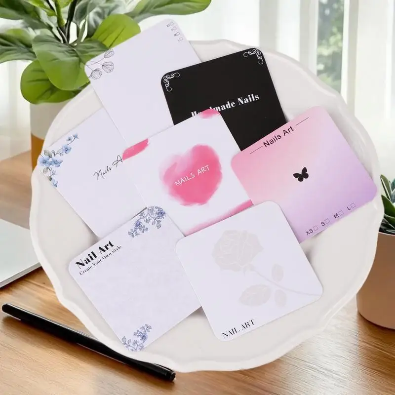 20 Sheets Press On Nail Bottom Flower Pattern Cardboard Photo Prop Handmade False Nail Art Tips Display Show Card Manicure Tools