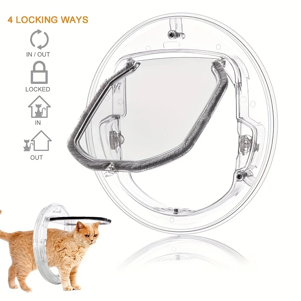 4 Way Locking Cat Doors Cat Flap Door 4 Way Locking Cat Doors Small Pet Door for Cats Small Dogs Puppy Access Hole