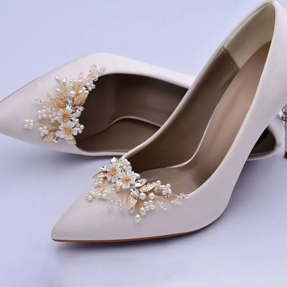 1 Pair Rhinestone Shoe Clips Buckles Crystal Flower Shoe Charms Ornaments Wedding Party Boots Decoration for Women Girls