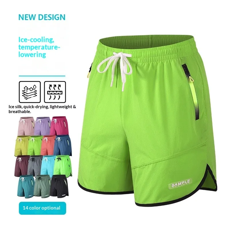 

Мужские шорты из ледяного шелка, быстросохнущие, свободного кроя, больших размеров, повседневные, дышащие, для пляжа, спортзала, бега на открытом воздухе, унисекс