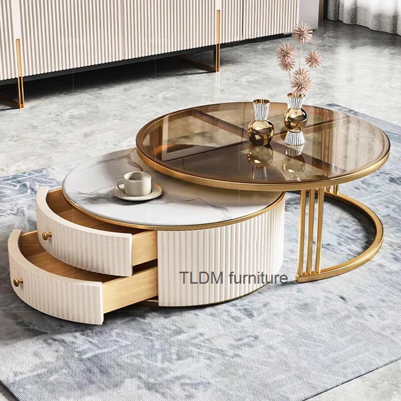 

Luxury Modern Coffee Tables Living Room Korea Nordic Cute Side Table Marble Effect Glass Mesa De Centro De Sala Home Furniture