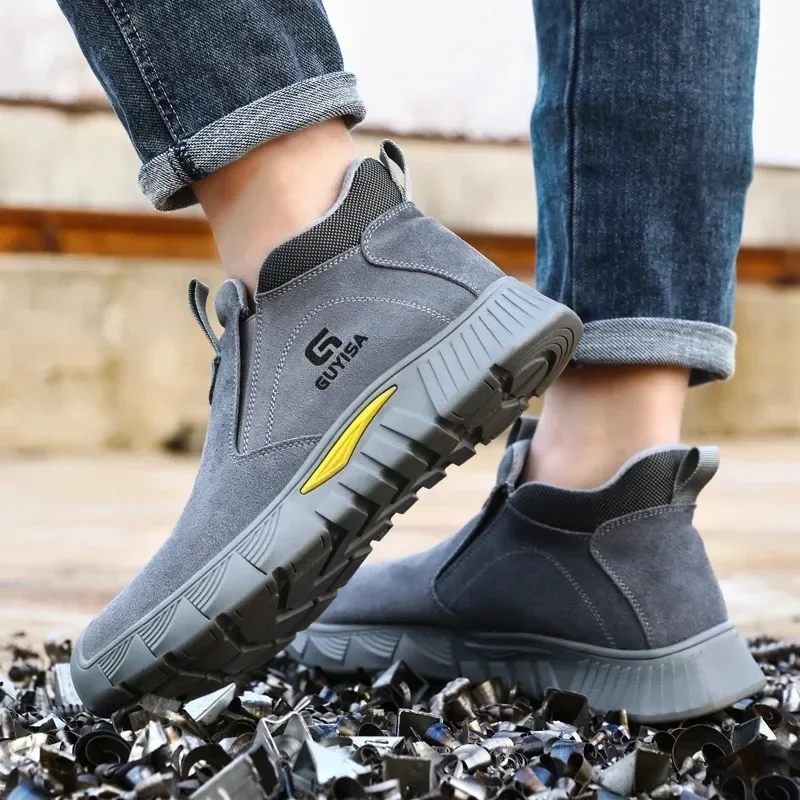 남성용 안전 신발 파괴 불가능한 남성 운동화 펑크 방지 안티 스매쉬 작업 신발 스틸 발가락이있는 남성용 작업 신발 호흡