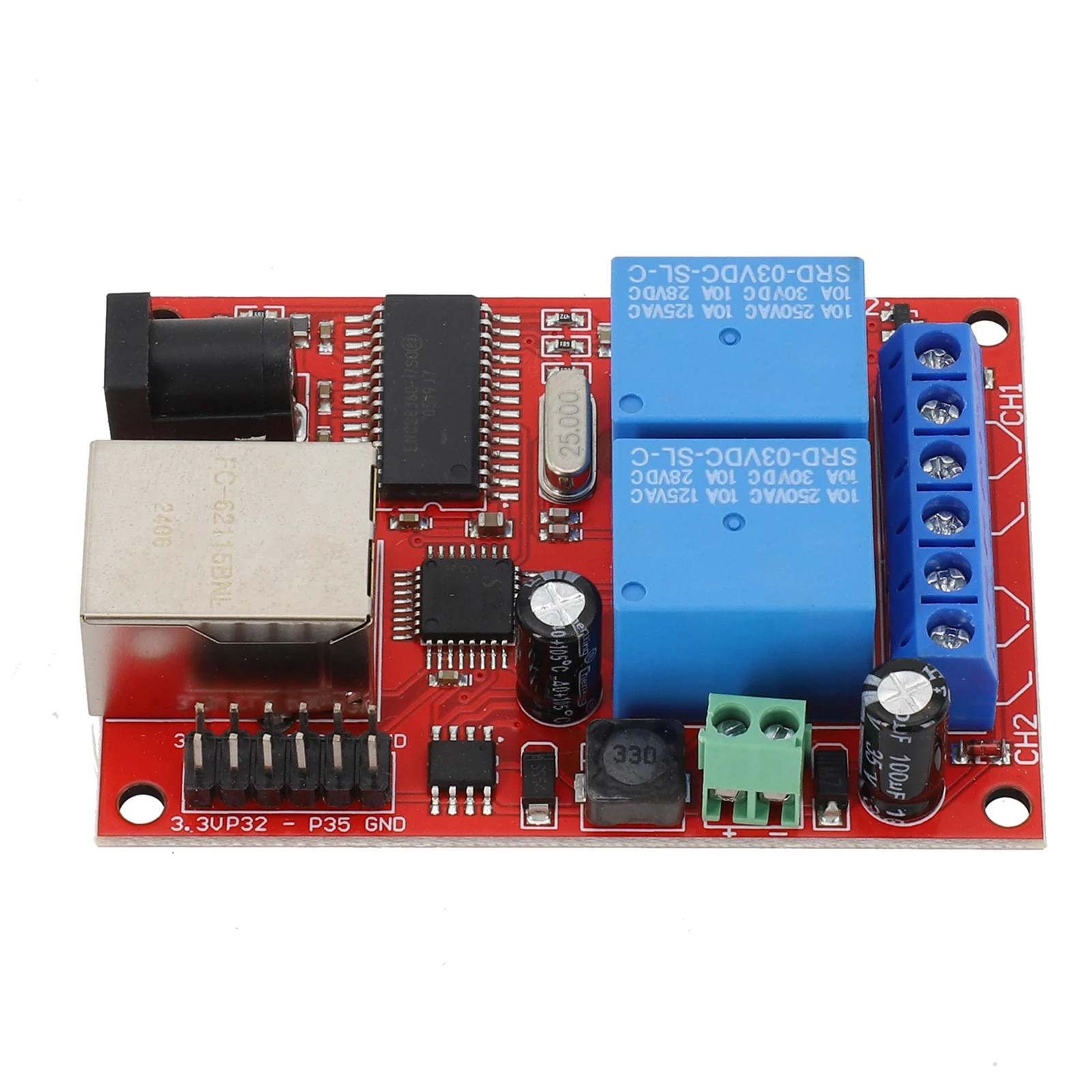 6.8x4.8x1.5cm Web Server Module Expandable Relay Module For Automation Network Configuration Power Indicator Lights
