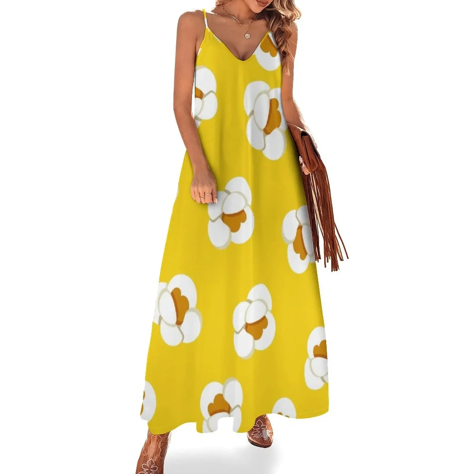 Popcorn Pattern - Aesthetic - Popcorn Lovers Sleeveless Dress women's elegant loose dresses ceremony dresses