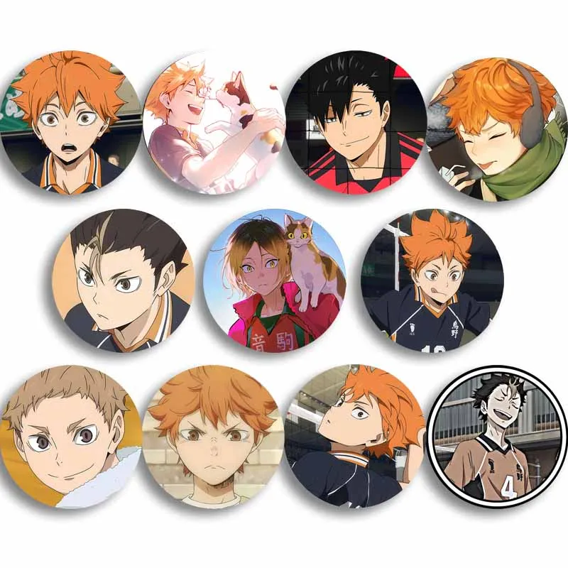58mm Japanese Anime Haikyuu Tinplate Brooch Pins on Backpack Cartoon Figure Icon Badge for Hat Clothing Decor Gifts for Friend