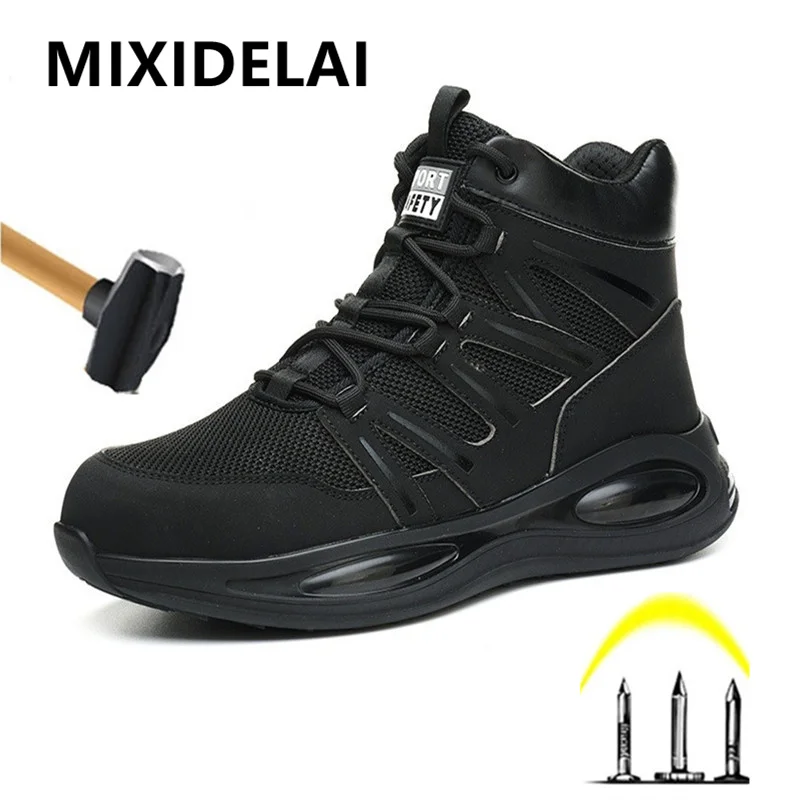 

Outdoors Indestructible Shoes Work Boots Steel Toe Shoes Men Safety Boots Anti-Smash Anti puncture Industrial Shoes Non-slip