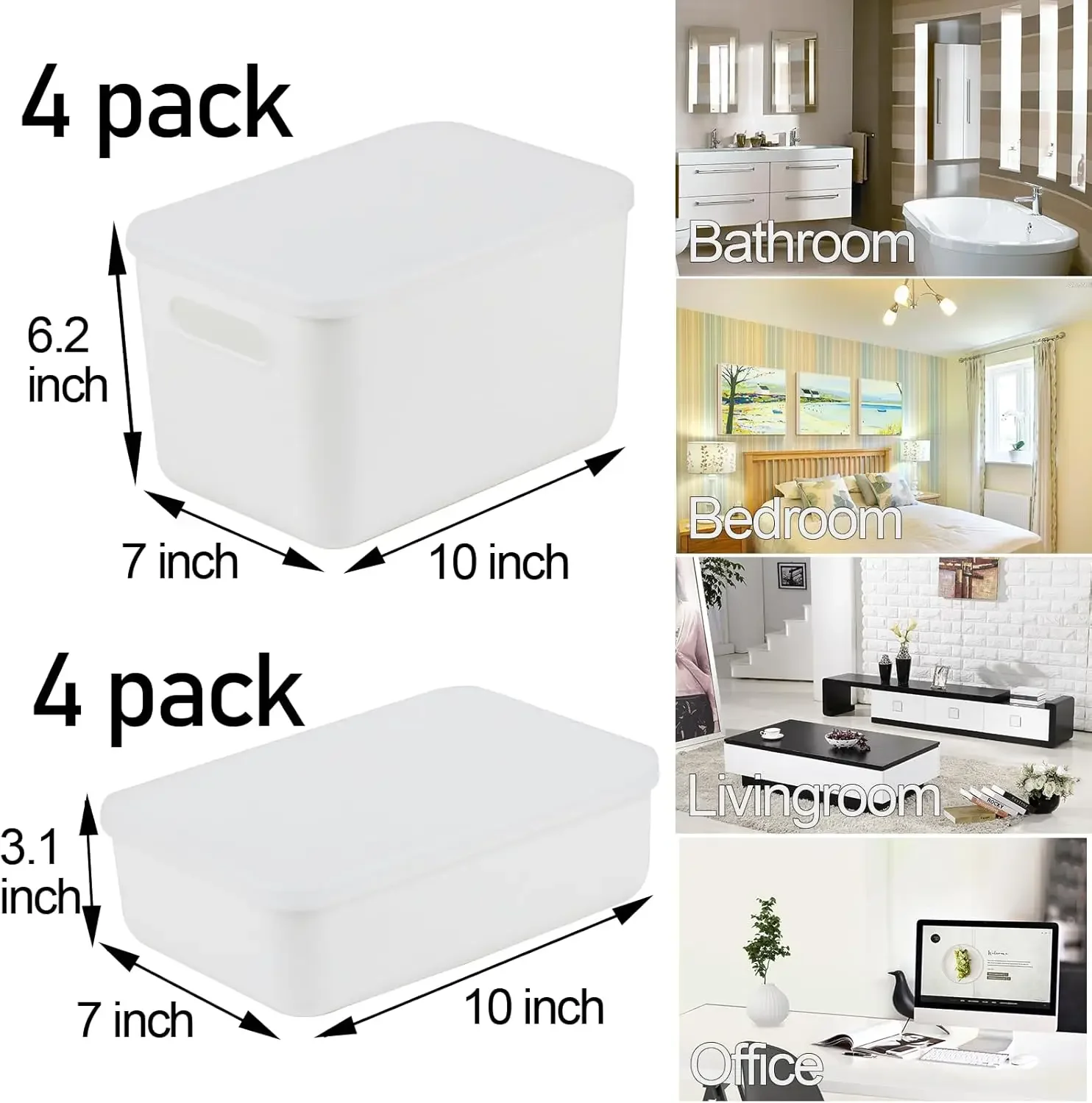 

Great Discounts.8 Pcs Storage Bins with Lids,Stackable Plastic Storage Containers for Organizing,Organizer Bins Shelf Baskets fo