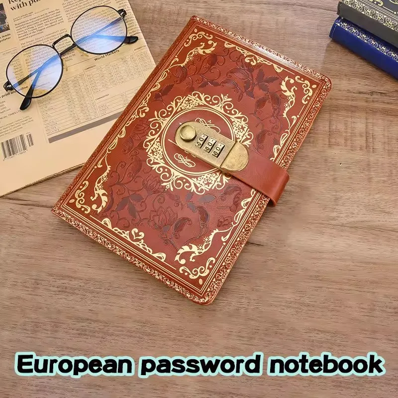 Retro Digital Password Notebook Journal With Lock A5,Diary Perfect for Men and Women-PU Leather Combination Lock Persons Privacy image 4
