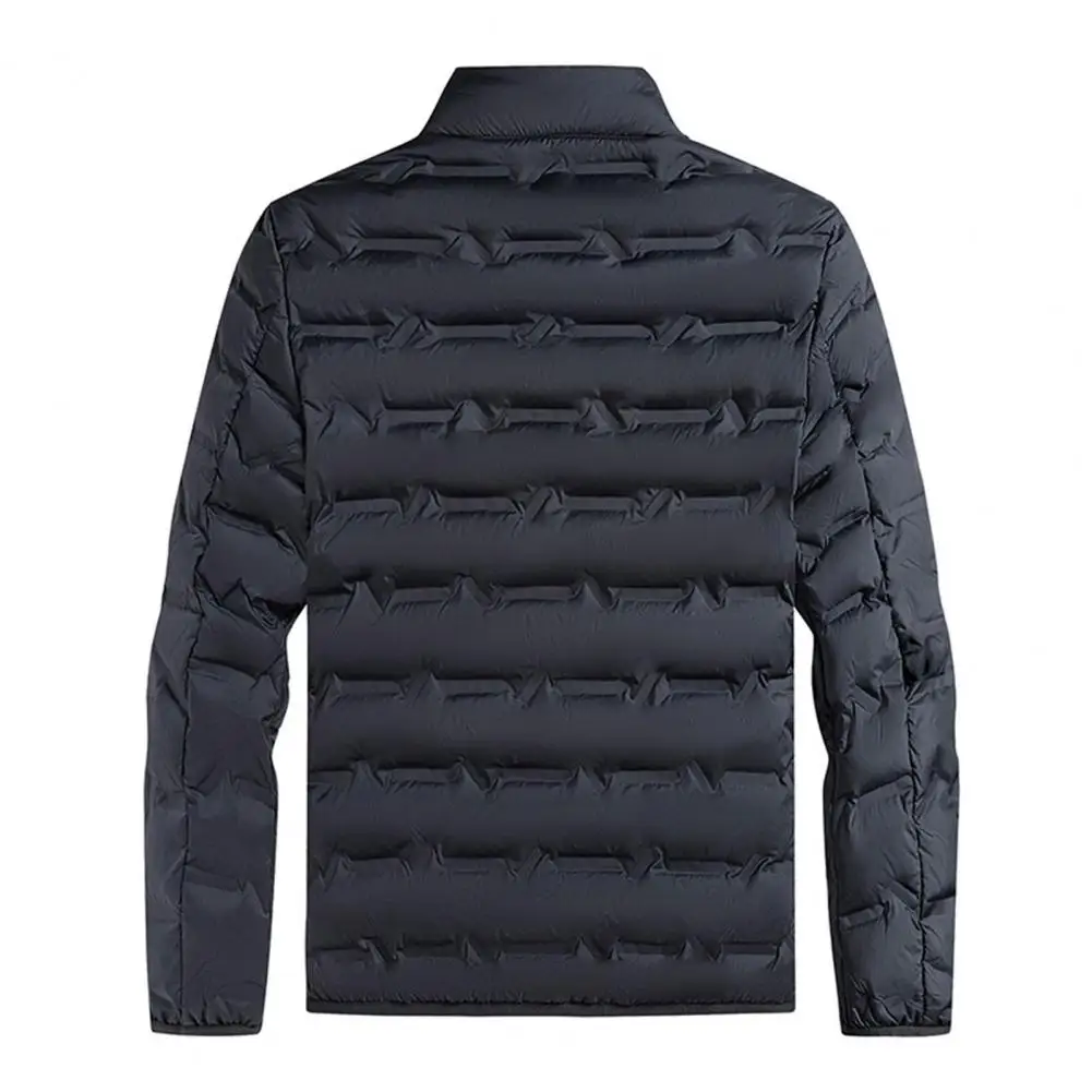 Versatile Winter Jacket Men's Stand Collar White Duck Down Jacket with Zipper Placket Pockets Quilted Outerwear for Winter