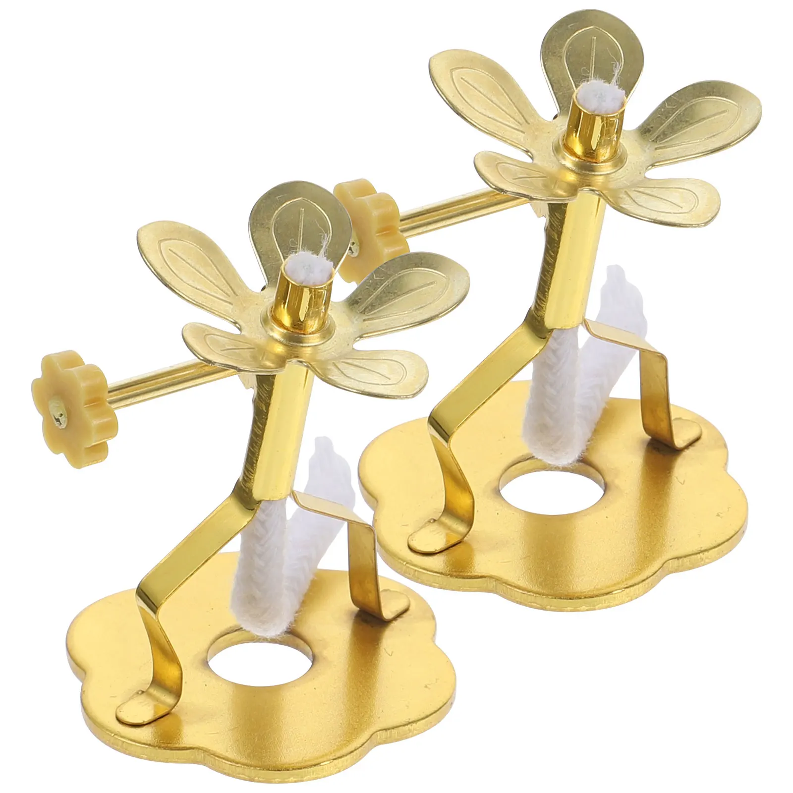 

2 Pcs Windproof Lotus Offering Lamp Adjustable Wick Stand Holder Craft Easy Storage Household Alloy Oil Wicks