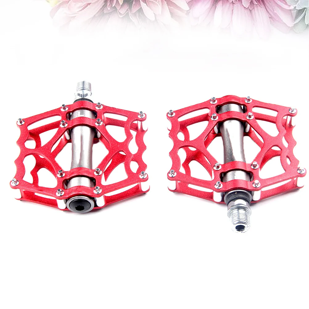 

1 Pair Aluminum Alloy Bicycle Pedals Cnc Ultralight Red Cycling Bike Parts Waterproof Dustproof Self-Lubricating Mountain Road