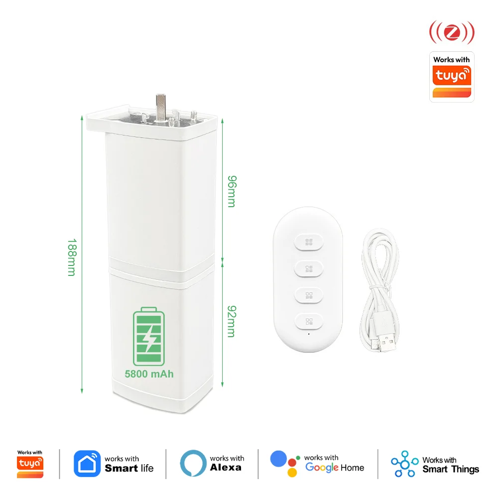 Moteur de rideau à batterie Zigbee, ouvre-rideau électrique amovible pour rail de rideau, télécomman