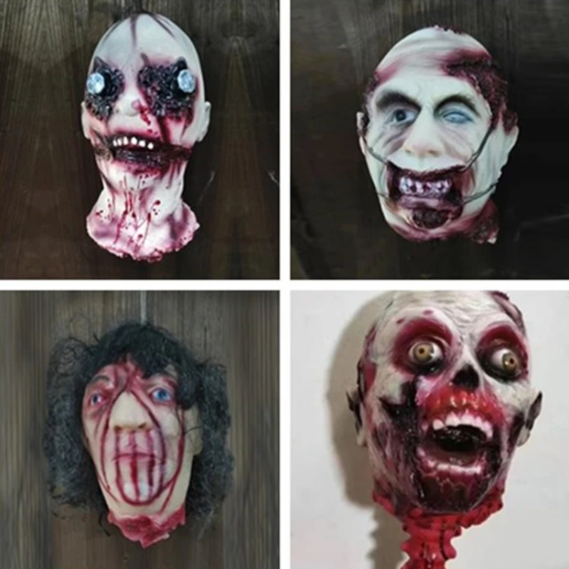 Halloween Decorations Hanging Ghost Head Haunted House Horror Severed Corpse Men Women Head Frighten Simulation Atmosphere Prop