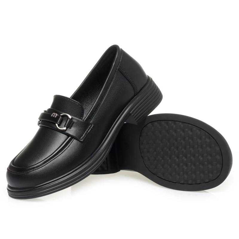 

Женские лоферы AIYUQI на среднем каблуке, новинка 2026 года, в британском стиле, из натуральной кожи, повседневные, больших размеров, для мам