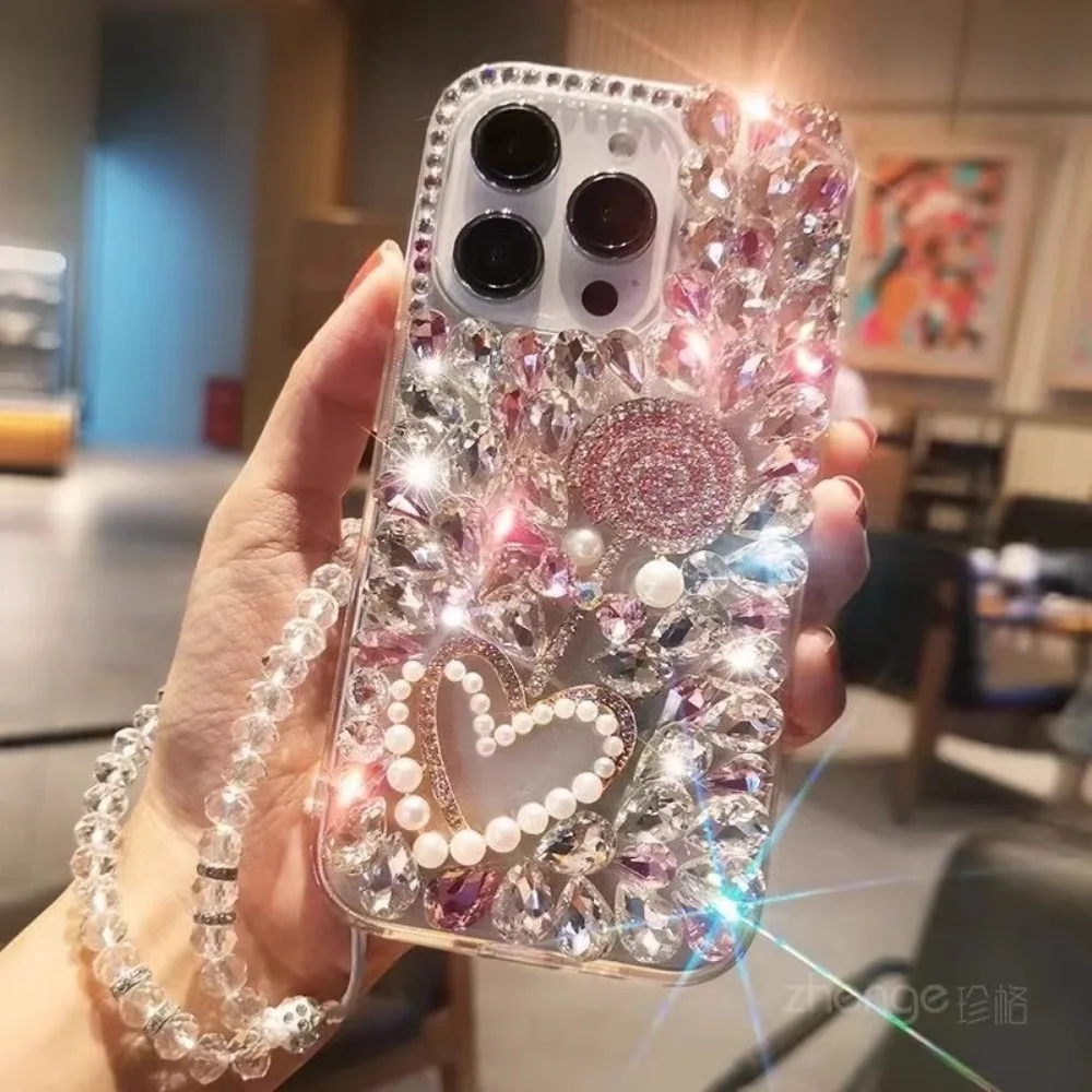 Custodia personalizzata con strass di diamanti da donna per Huawei Honor 10X 9X Llite per Honor 200 Pro 100 50 70 80 90 Lite bella copertura di perle