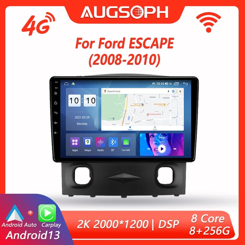 

Android 13 Car Radio for Ford ESCAPE 2008-2010, 9inch 2K Multimedia Player with 4G Car Carplay & 2Din GPS