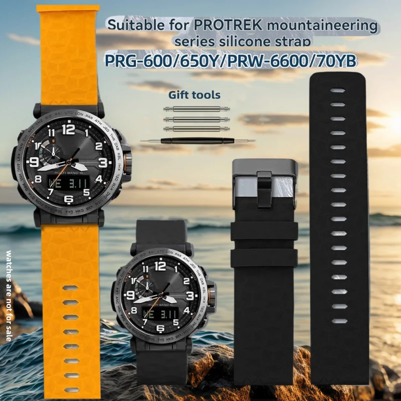 Силиконовый ремешок 24 мм для Casio PROTREK Series PRG-601 PRG-600 PRG-650 PRW-6600Y GA2200, силиконовый резиновый ремешок для часов, браслет