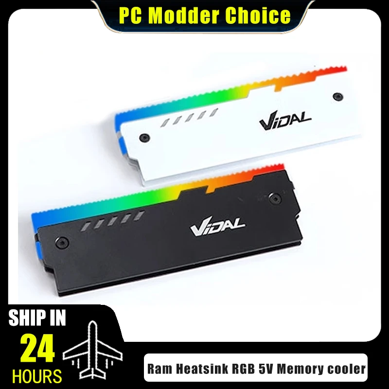 Komputer stacjonarny Radiator pamięci RAM ARGB DDR4 DDR3 Uniwersalny radiator pamięci Adresowalny czarno-biały Opakowanie 2 szt.