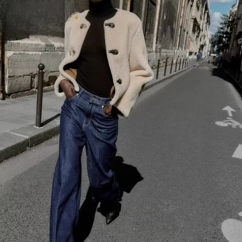 

Double-Sided Fur Trim Jaet Loose Outerwear Women's Faion Autumn New Arrival Wind Knot Bule 2025 Seasonal Collection