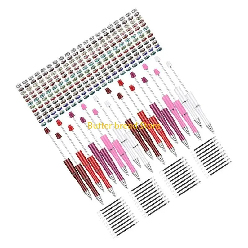 

W89C Beadable Ballpoint Pen with Beads, Refills, Heat Transfer Pen for Christmas Gift