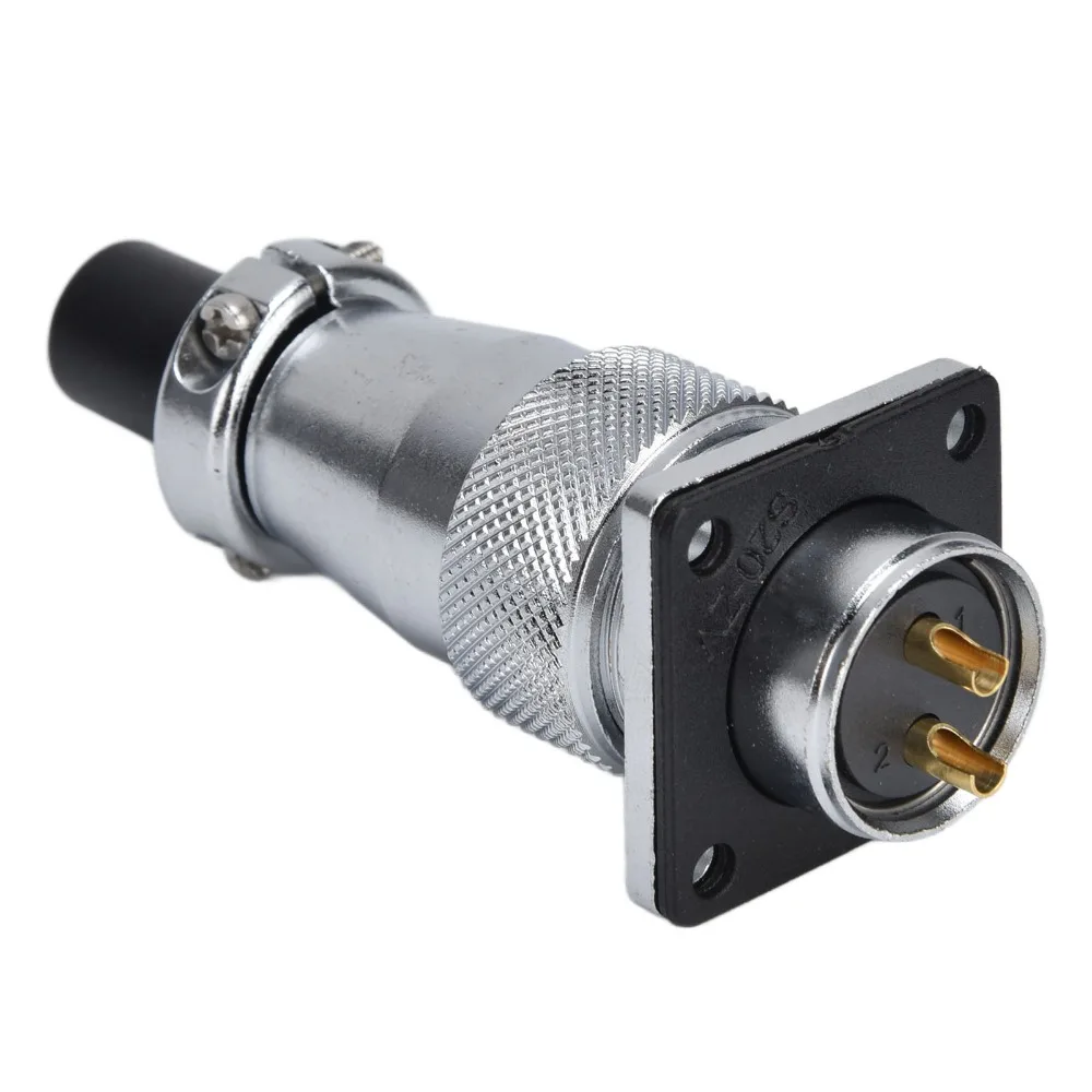 WS20 2 Pins Aviation Connector Waterproof Male Plug Female Plug Metal Thread Heavy Duty Industrial Panel Mount Connector