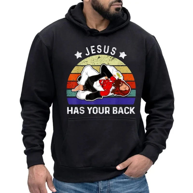 

Толстовки с капюшоном JESUS HAS YOUR BACK Jiu Jitsu Belt Rank Chess Vintage Oversized Hoodie с длинными рукавами Мужской пуловер Sudadera Hombre Y2k Топы