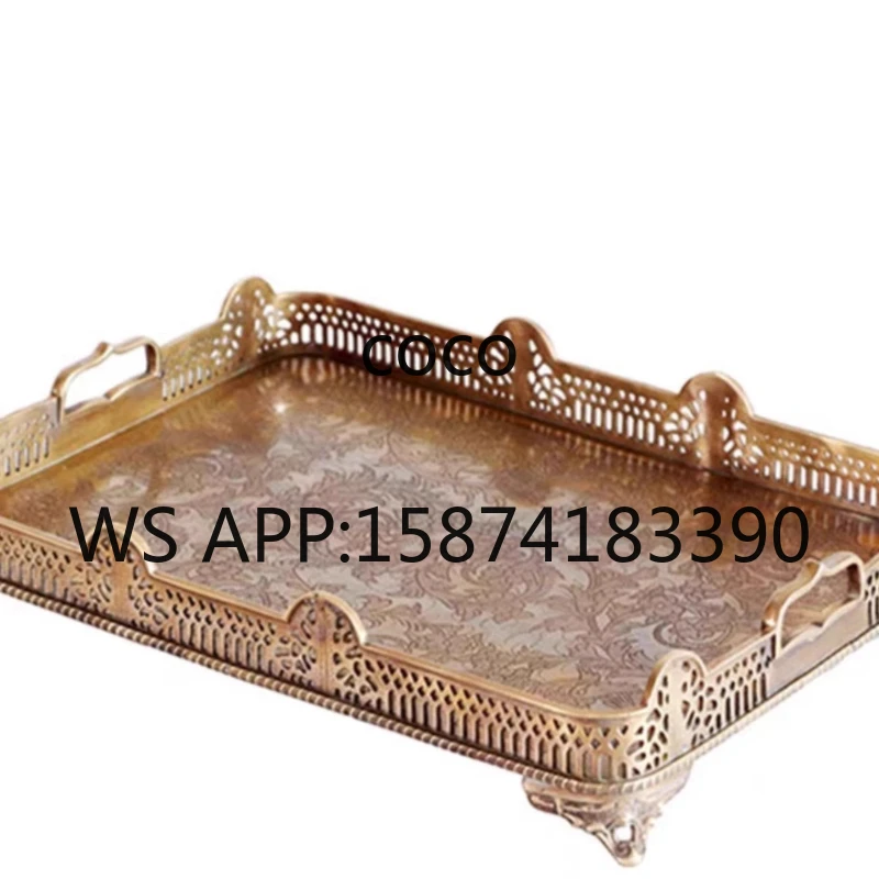 American luxury retro old brass tray home soft decoration creative decoration storage fruit plate ornament