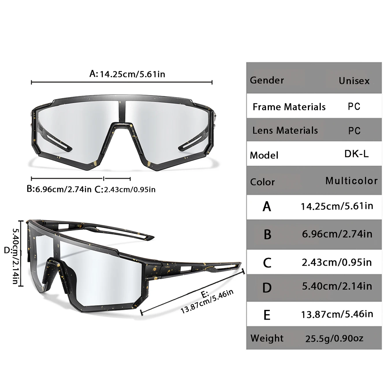Windproof Photochromic Cycling Goggles - Square Fashion Sports Eyewear for Mountain Bike, Road Bike & Outdoor