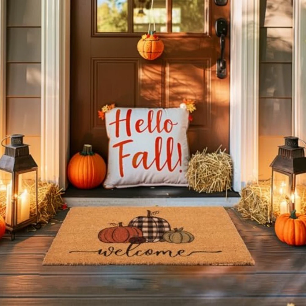 

Fall Pumpkin Door Mat for Front Door Welcome Mat Outdoor with Non-Slip Doormat Indoor Entrance Fall Outdoor Decor 17 X 30 Inch