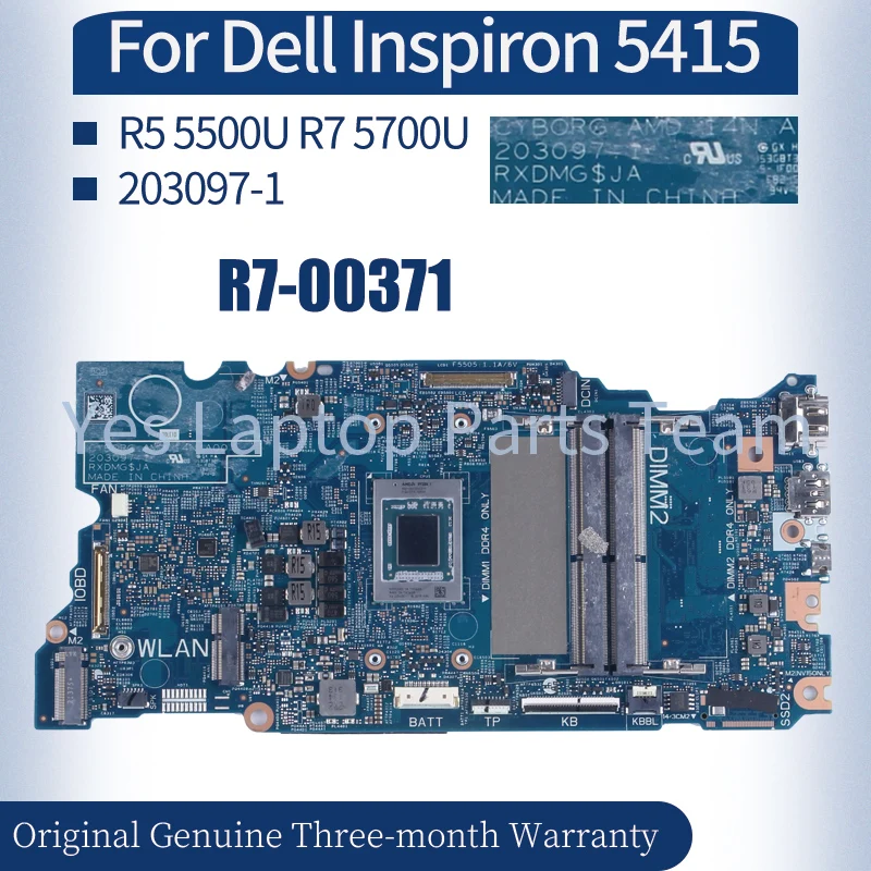 

For Dell Inspiron 5415 5515 Laptop Mainboard 203097-1 CN-0FH5FM 0FH5FM CN-0WKFHK 0WKFHK R5 5500U R7 5700U Notebook Motherboard