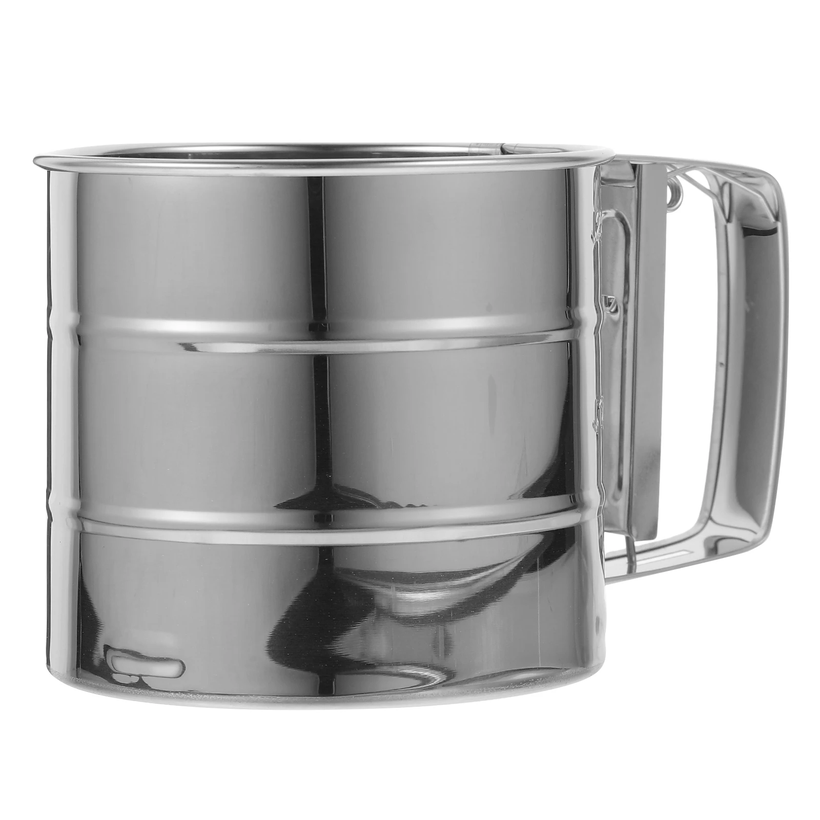 

Semi Automatic Flour Sifter 200Ml Baking Sieve Fine Mesh Manual Easy Clean Stainless Steel Measuring Markings Hand Operated