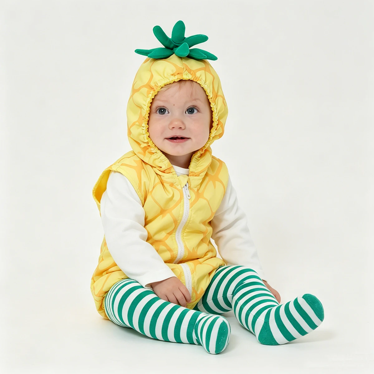 Halloween New Pineapple Hooded Romper for Baby Fruit Look Infant Short Bodysuit 0‑18M Birthday Banquet Casual Wear Daily Outfits