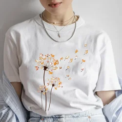 Women Clothing Corgi Flower Fly Dandelion Dog Print T-shirts for Women Clothes Short Sleeve Tshirts Funny Dog T Shirts Clothing